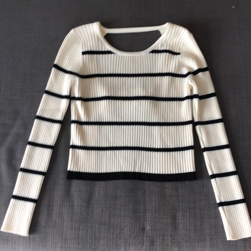 Cream and Black Striped Sweater
